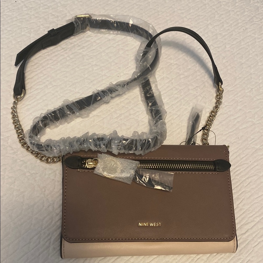 Nine West Brown and Cream Crossbody Bag